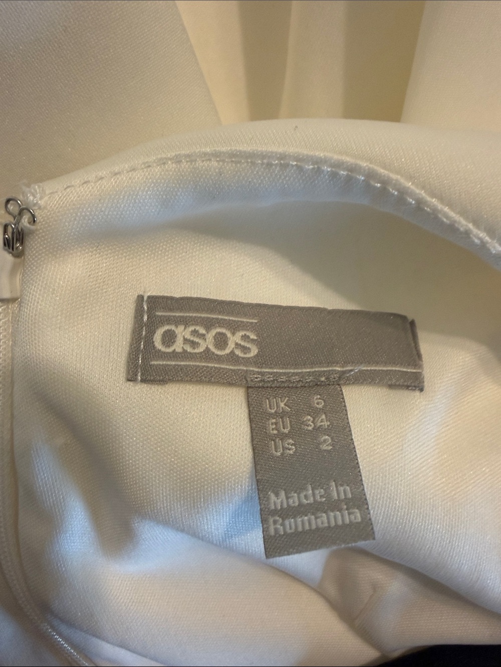 ASOS Cream Off-Shoulder Tie-Waist Mini Dress - Picture 2 of 3